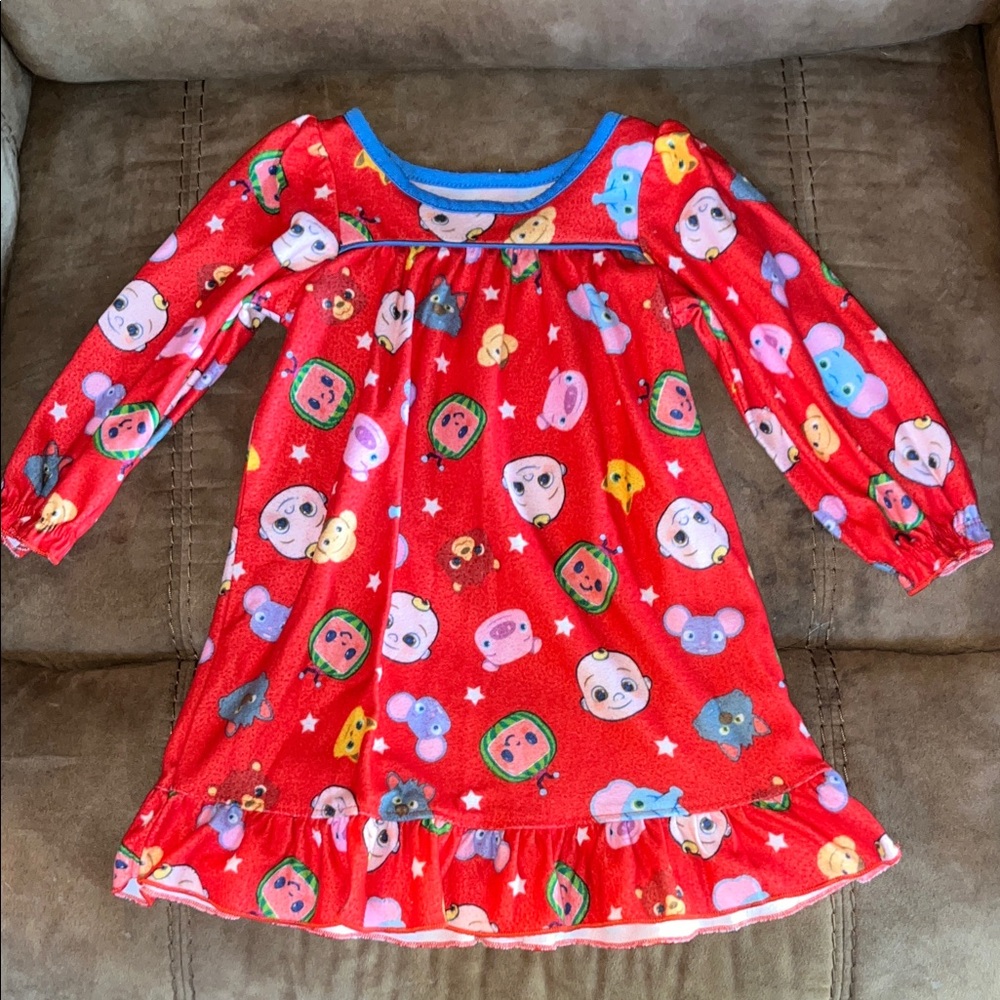 Vibrant Red Kids Nightgown with CocoMelon theme